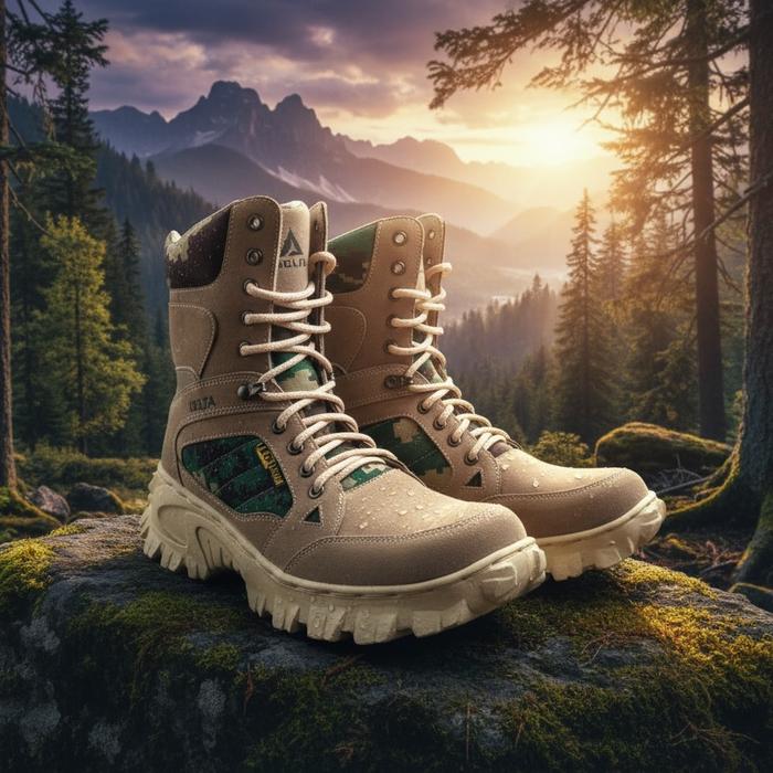 SEPATU PRIA BOOTS DELTA TACTIKAL TINGGI PDL ARMY LORENG BOOT SAFETY SUEDE COCOK UNTUK OUTDOOR HIKING