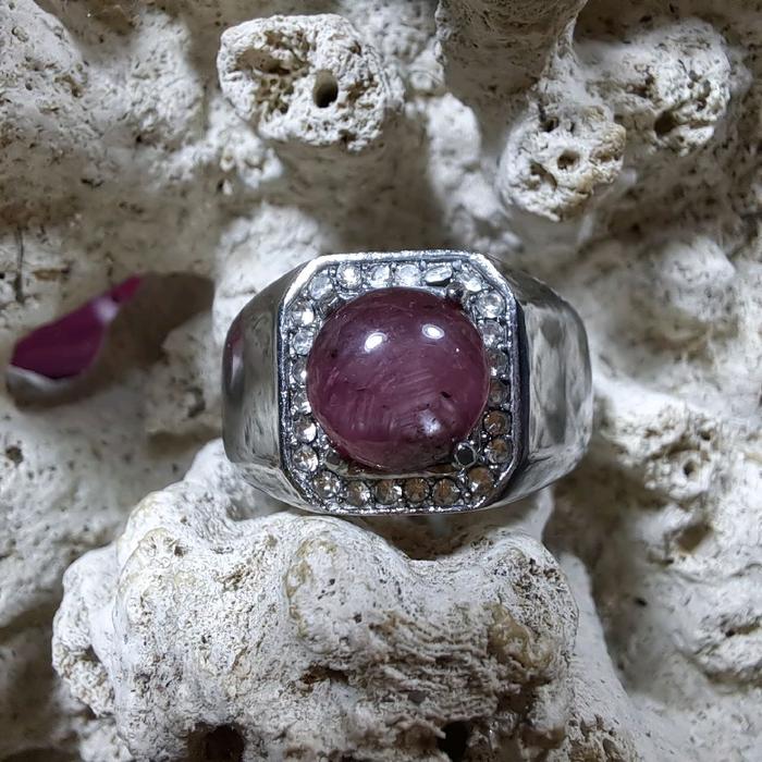 Cincin Batu Natural Ruby Star # 12