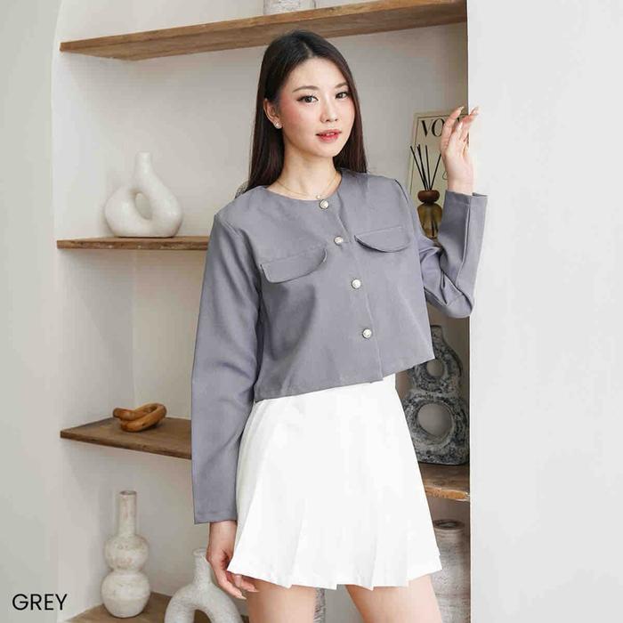 Blazer Button Moldy/ Atasan Wanita/ Atasan Crop/ Atasan Lengan Panjang/ Longsleeve/ Blazer Lengan Pa