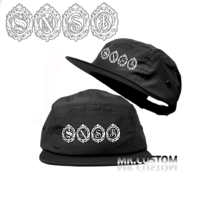 Topi 5 Panel Casual Lokal Brand Viral Snsb/ Five Panel Skena Snapback Dewasa Hitam