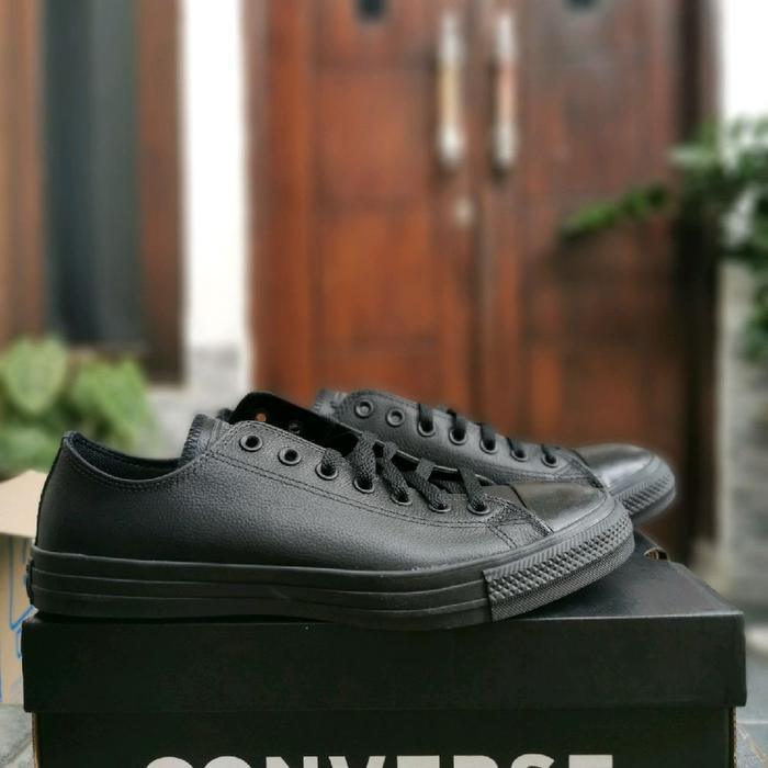 Sepatu converse leather black original resmi 100%