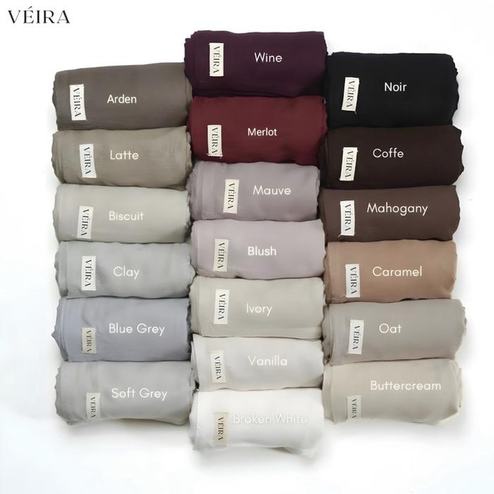 VEIRA Pashmina Modal Viscose Premium Pure Form Series Hijab Pashmina 70 X 175 Warna Wine, Noir, Latt