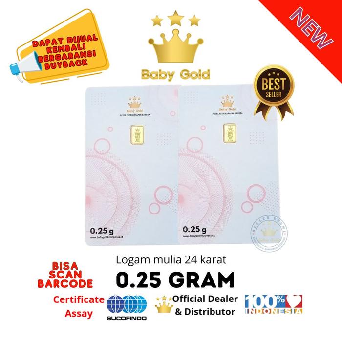 BABY GOLD EMAS MINI LOGAM MULIA 0.25 GRAM
