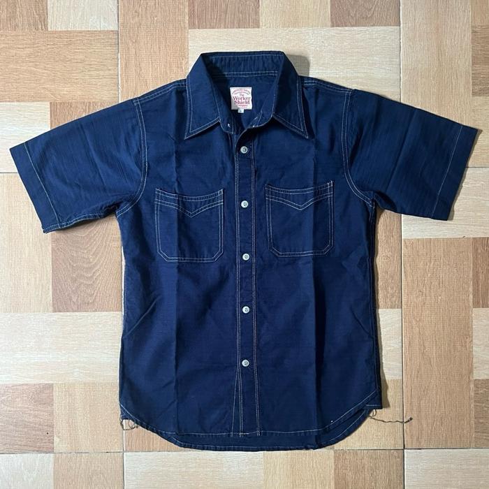 The Worker Shield Navy Dobby Workshirt Kemeja Size S