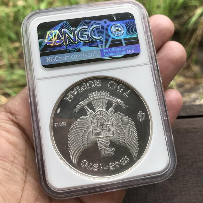 EKSLUSIF Koin Kuno Peringatan 750 Rupiah Garuda Wisnu Kencana Proof Detail NGC