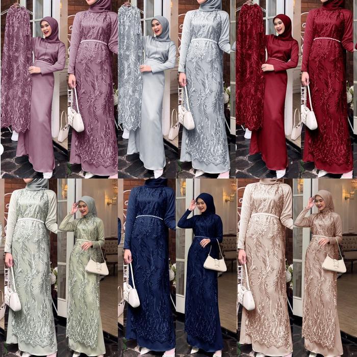 Aurora Boutique SET MAXY VABINA | M L XL | 6 WARNA | Maxi Gamis Pakaian Fashion Muslim Wanita Dengan
