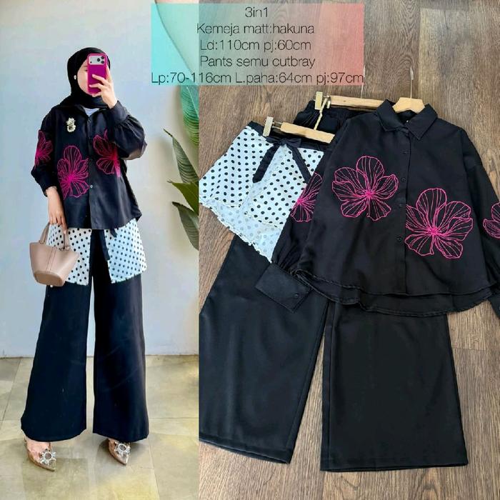 Oneset 3in1 Hanuka - Atasan - Bawahan