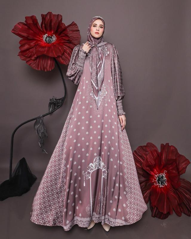 QIRANI series (gamis & scarf ) by VCHE silk premium digital printing lembut adem ringan Muslim Wanit