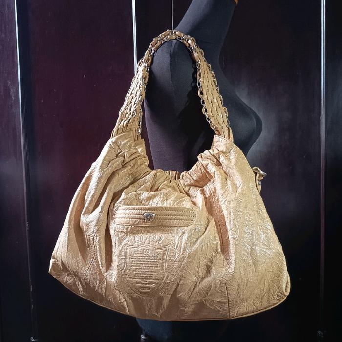Shoulder Bag / Tas Bahu Kulit Asli Dengan Anyaman Kulit Brand Cettu Beige Genuine Leather Preloved/s