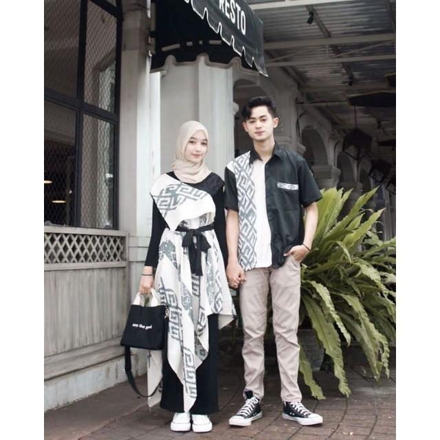 READY STOCK || COUPLE SIERA DRESS IVORY TENUN IKAT ASLI COUPLE TENUN BATIK KONDANGAN SERAGAM KAMPUS 