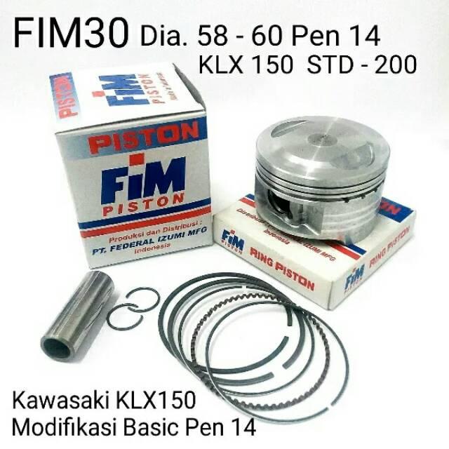 PISTON SET FIM 30 KLX DTRACKER 150 STD 50 100 150 200 SEHER IZUMI FIM30 58 58,5 59 59,5 60 SEKER PEN