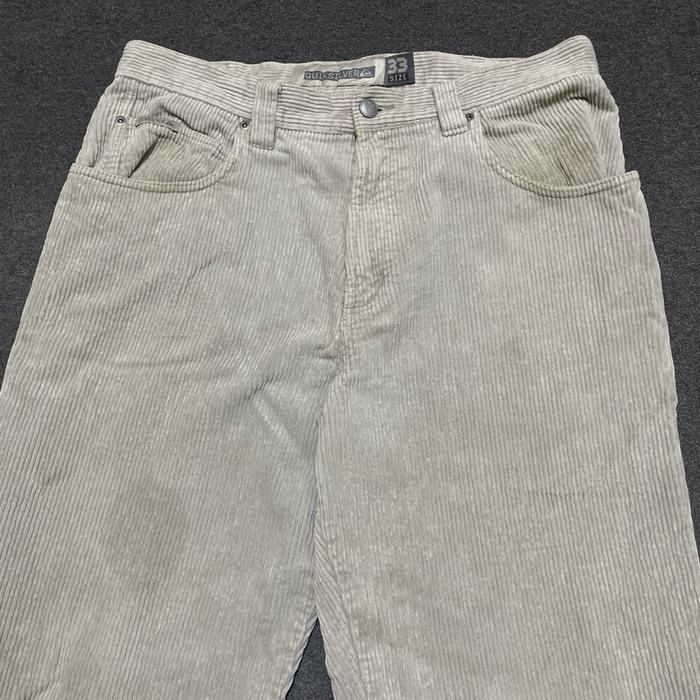 Celana Panjang Corduroy 00s Quiksilver Wide Leg Pants Gray White Cream - Size 33