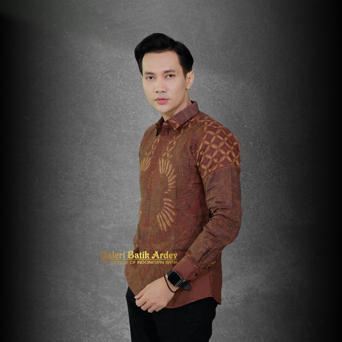 Galeri Batik Ardev - Couple Sarimbit Rok & Kemeja Slim Fit Warna Teracota Bahan Katun Motif Abhinaya