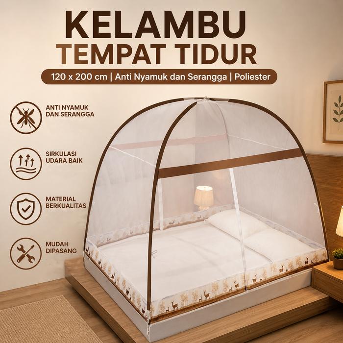 Mtos Mall | Kelambu Tempat Tidur | Jaring Anti Nyamuk | Kelambu Lipat 120x200