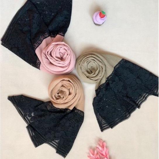 terlaris sumber_hijab pasmina ceruty babydoll pashmina plisket renda hijab plisket