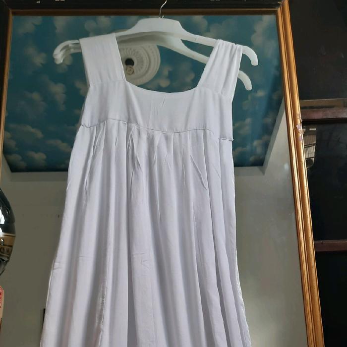 Daster yukensi polos putih Rayon Panjang Dewasa
