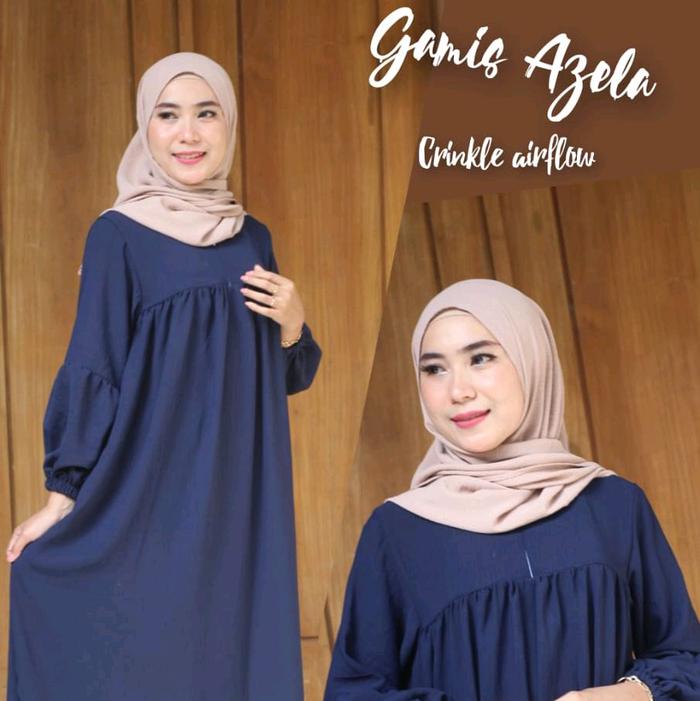 gamis azella bahan crinkle airflow ori novita collection