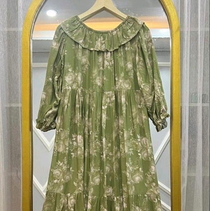 Vinola Midi dress katun rayon Bunga