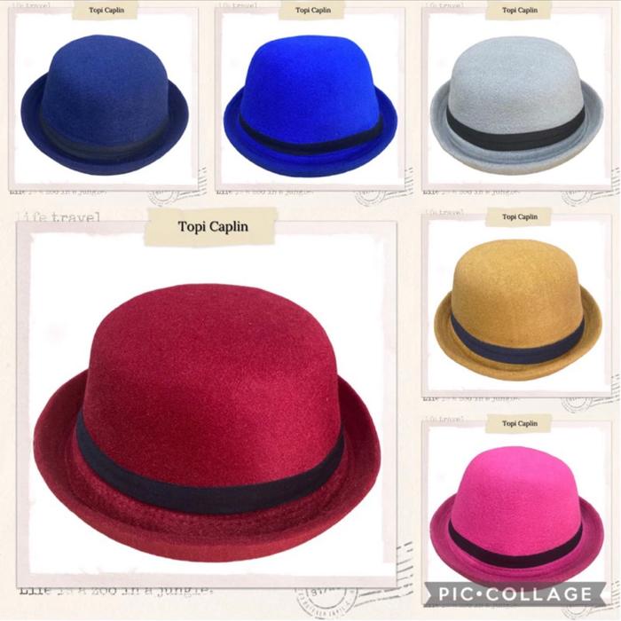 Topi Caplin Dewasa - Topi charlie caplin - Topi laken bulat - Topi fedora laken