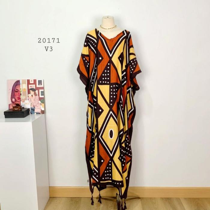 DRESS LONG MAXI KAFTAN ETNIK VARIASI TASEL PREMIUM IMPORT BANGKOK LONGDRESS KALONG ETNIK FULL MOTIF 