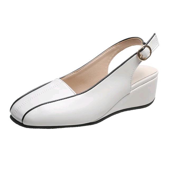 Sepatu Sendal Wanita Bustong Tali Belakang 5Cm Import Warna Hitam Dan Putih Pasti Ori