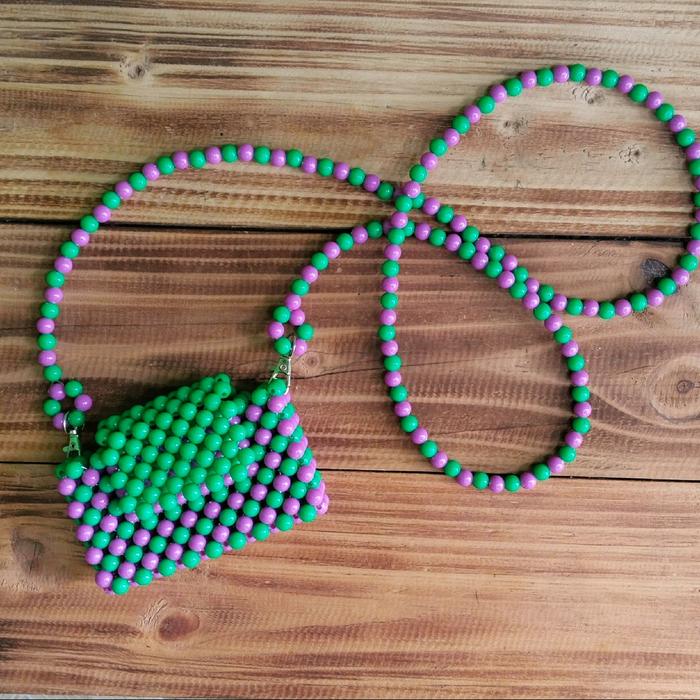 Tas manik manik mini/Tas manik manik selempang/Tas manik manik anak perempuan/Tas manik manik wanita