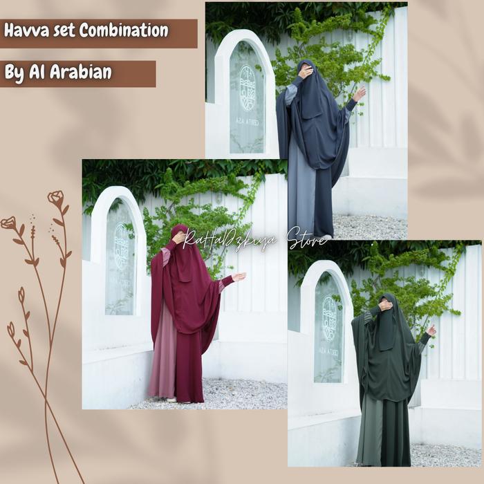 Set Gamis Syar'i Havva Kombinasi oleh Al Arabian untuk Wanita Muslim