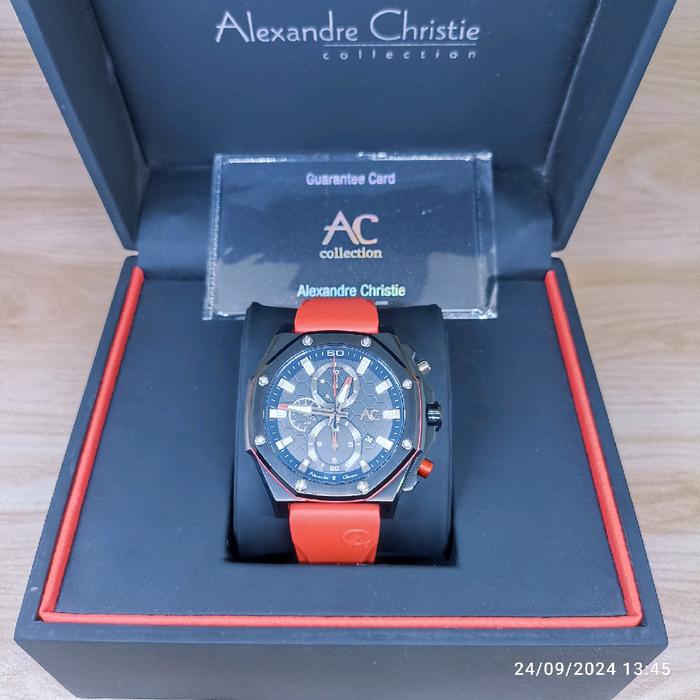 JAM TANGAN PRIA ALEXANDRE CHRISTIE 9601 GC BLACK RED RUBBER ORIGINAL Quartz Watches
