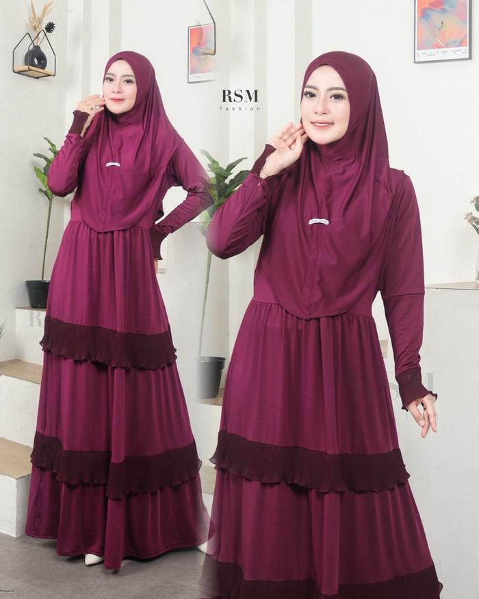 Sovia Dress Bahan Jersey Mix Plisket Dress Gamis Terbaru Gamis RSM