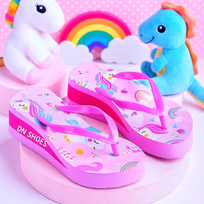 DN SHOES Sandal Wedges Anak Perempuan Karakter Unicorn Pink Cute