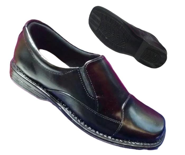 M&H Shoes Sepatu Pantofel Anak Sekolah Kulit Asli Hitam Size 34-43 Material Kulit Sapi Asli Sol TPR 