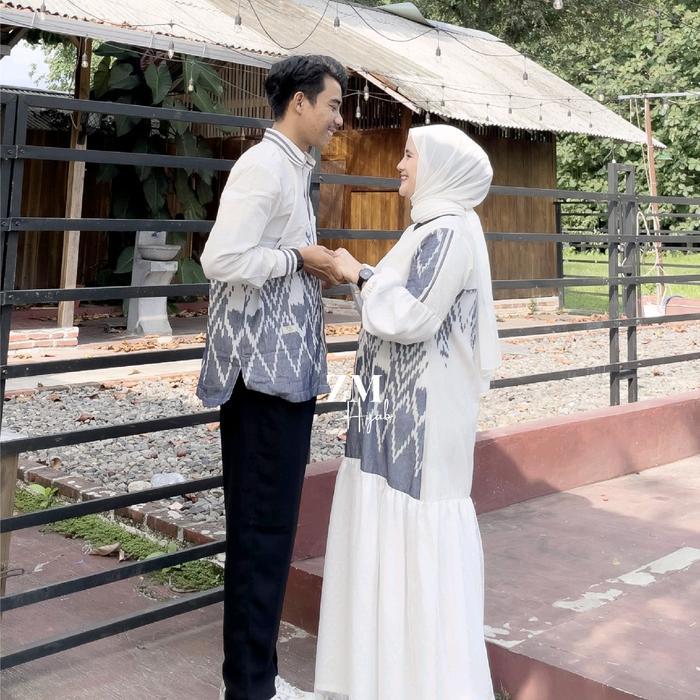 (Ready)set coupel gamis dan kemeja tenun/kondangan/pesta/lebaran/armina tutu Dress Couple Dewasa Til