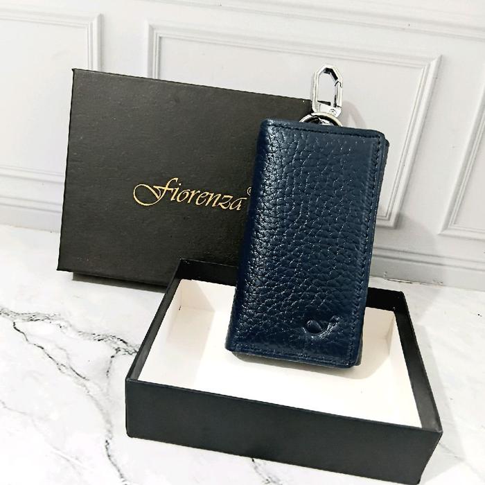 Fiorenza Dompet Kunci Mobil Kulit Asli GK 392L Navy Mill Limited - Bahan Asli Sapi 100% dengan Hook