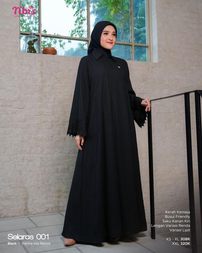 Gamis Nibras Selaras 001 Gamis Haji Umroh Gamis Hitam Polos