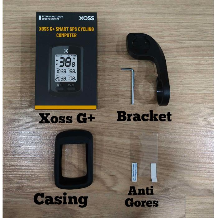 New Xoss G+  Bracket + Case + Anti Gores  Satelit Gps Speedometer Sepeda Bluetooth