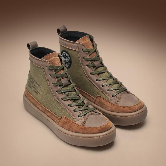 NEW Sepatu Sneakers Kulit Pria Exodos57 GLNR19 Brown Army