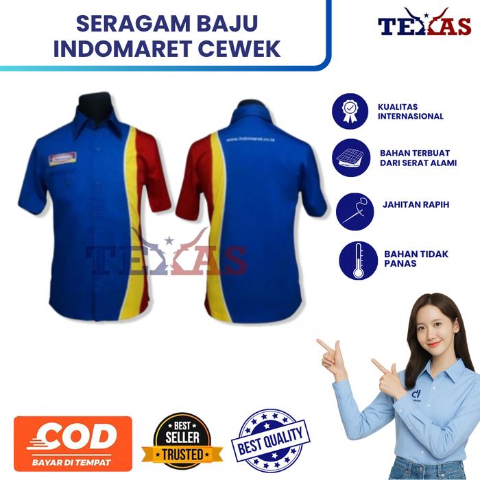 Baju Indomaret Cewek | Baju Kerja Indomaret | Kemejaa Cewek | Kemeja Indomaret | Seragam Kerja Cewek