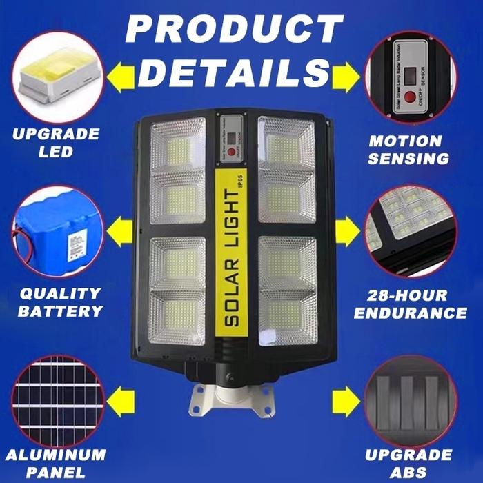 【Garansi 10 tahun】lampu tenaga surya lampu jalan tenaga matahari otomatis 2000W Lampu sensor LED Rea