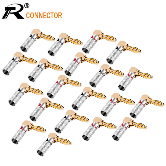 20PCS Nakamichi Banana Connector Right Angle 4mm Banana Plug For