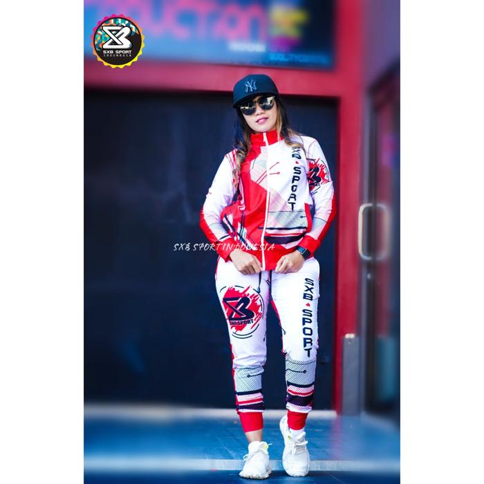 BAJU SENAM SXB RED WHITE ABVOLB JACKET AND JOGGER