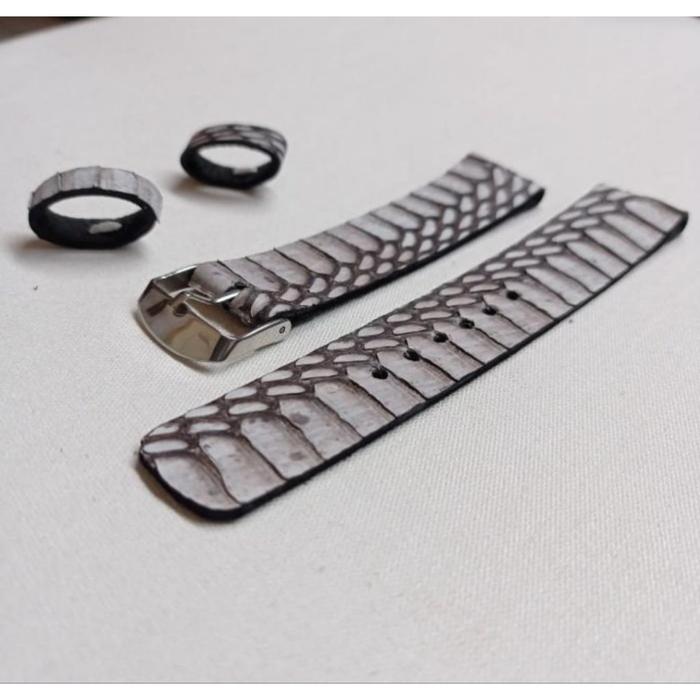 TALI JAM TANGAN KULIT ULAR ASLI 100% BUKAN IMITASI UJUNG BULAT Diskon