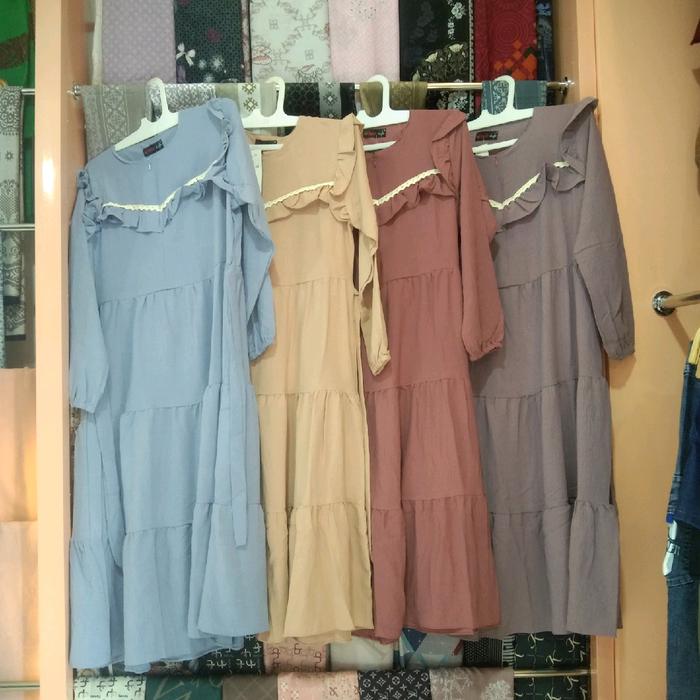 gamis susun cringkle renda dada al fath.