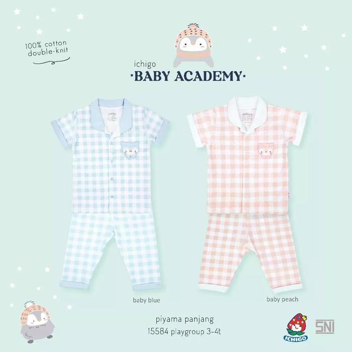 ICHIGO Setelan Piyama BABY ACADEMY SERIES 100% Cotton Double Knit Piyama Panjang 15584 Playgroup 3-4