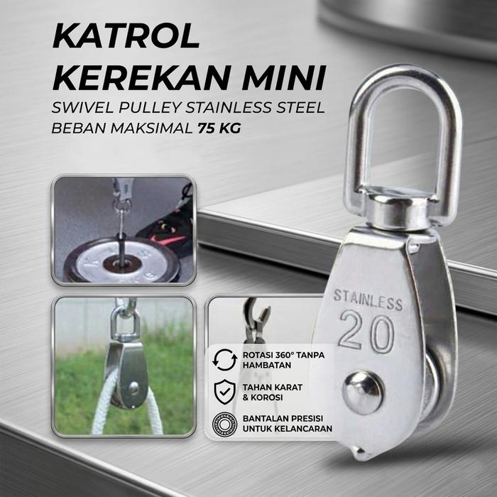 Cahaya Bundaran | Katrol Kerekan Mini Serbaguna Swivel | Katrol Mini Serbaguna Swivel Pulley | Katro