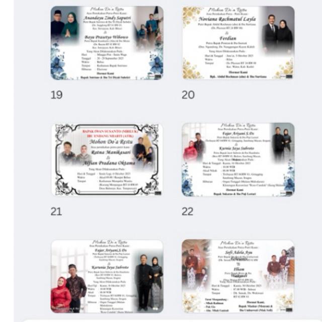 Safitiri 100 Pcs Undangan Khitan / Nikah Foto Berwarna Dan Tebal Free Plastik