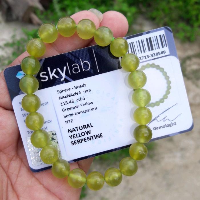 Gelang Batu Natural Yellow Serpentine Beserta Sertifikat Memo