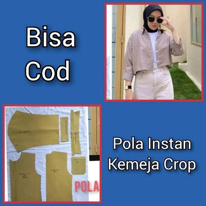 Pola Baju instan Kemeja Crop- Pola jiplak ,pola sdh di potong pola sdh ada kampuhnya 1,5 cm jd tingg