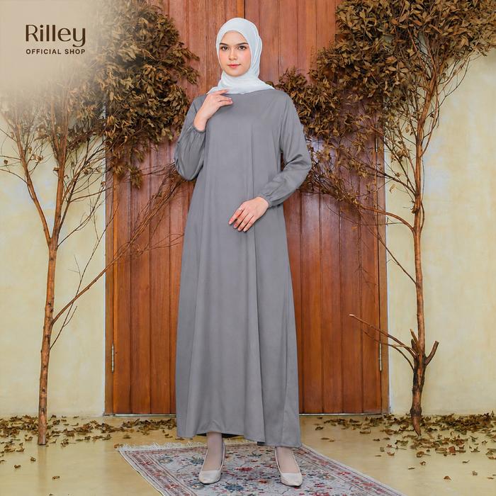 RILLEY - Gamis Chelina | Dress Panjang Muslim Wanita | Gamis Polos Wanita Terbaru Bahan Rayon