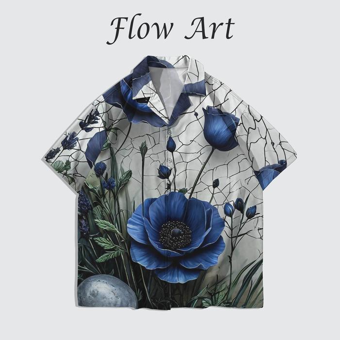FLOW ART Kemeja Blue Violet Style Fashion Print | FA149