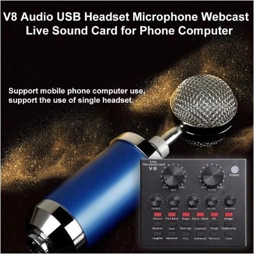 Sound Card V8 Microphone Webcast Live External Sound Card With 5.0 Personal Entertainment Streamer F
